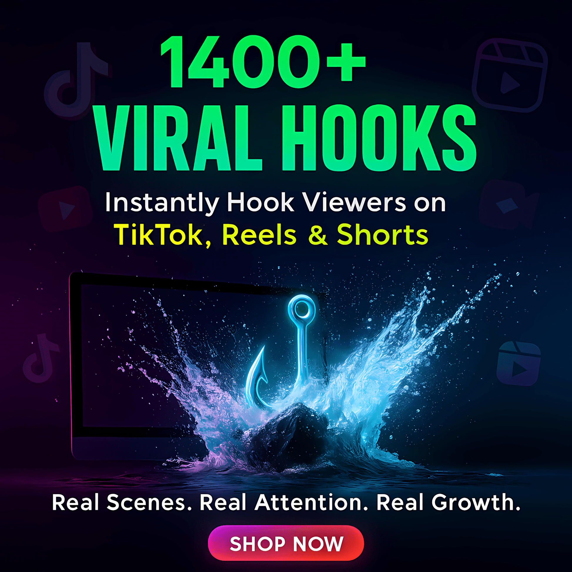Ultimate 1400+ Viral Video Hooks Pack for TikTok, Reels, and Shorts - Mindshift Masterz
