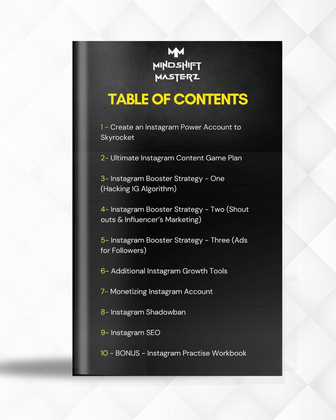 “Roadmap to Riches module preview from Instagram Mastery PRO, guiding users in selecting profitable niches and creating high-engagement pages on Instagram.”